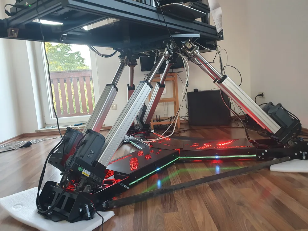 Actuators extended, LED strips on
